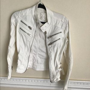 White Denim Biker Jacket